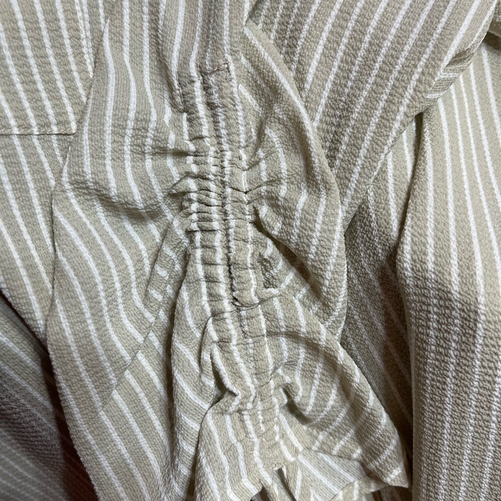 New Directions 1X button front tunic, three-quarter sleeves, cream and white - Picture 6 of 6